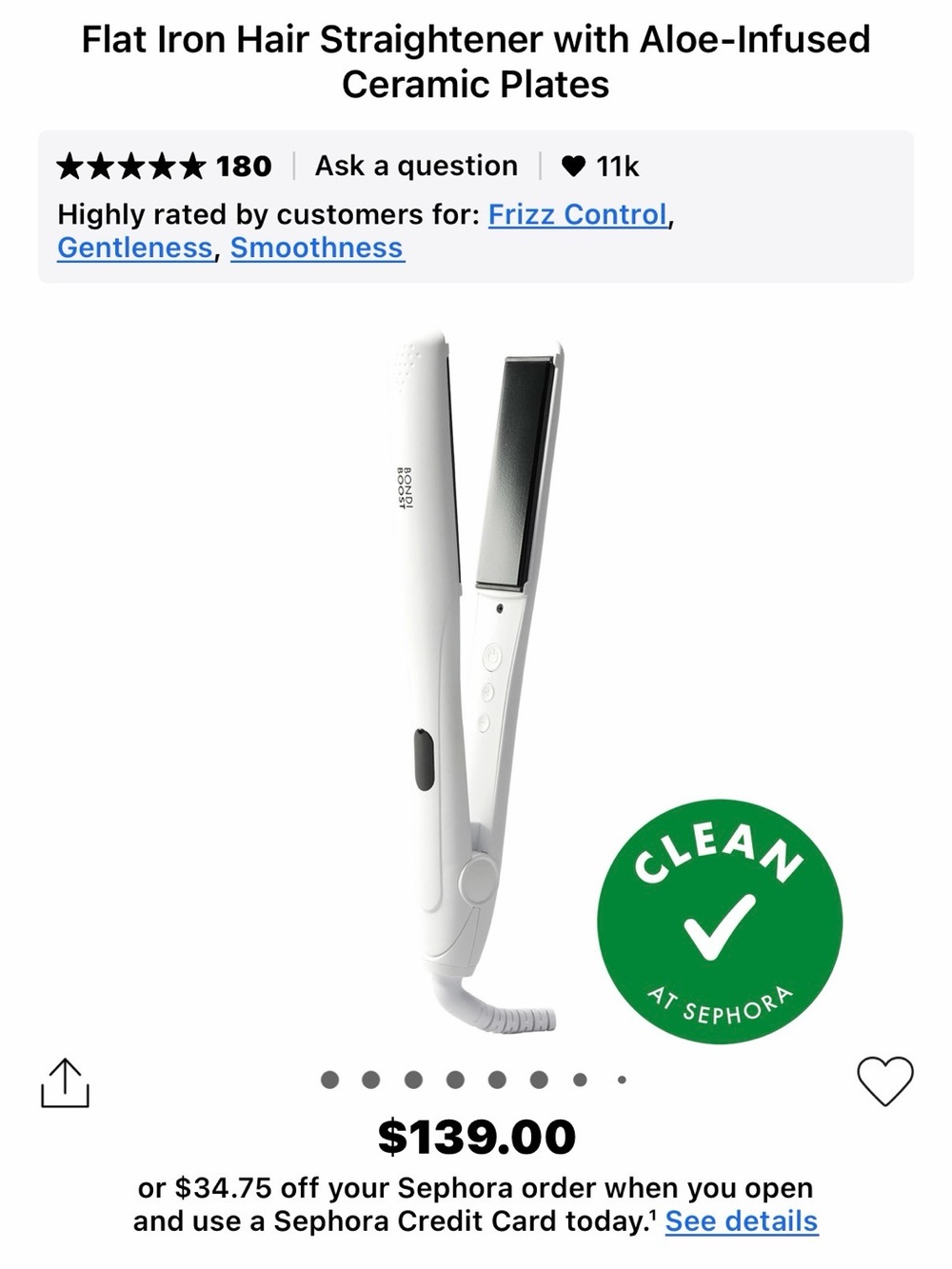 White Flat Iron Hair Straightener with Aloe-Infused Ceramic Plates